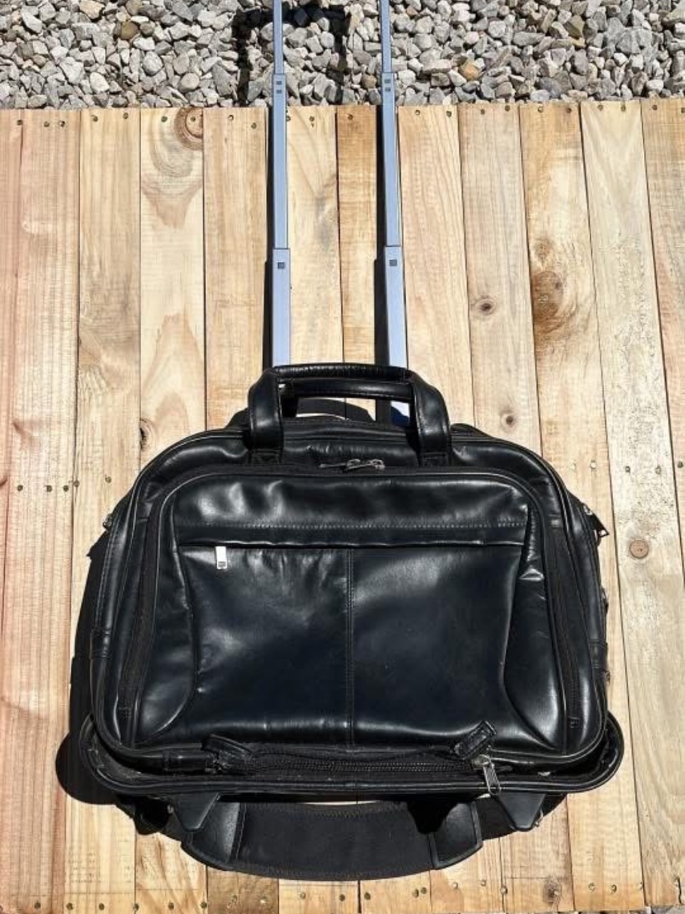 Black Rolling Leather Briefcase - Unbranded